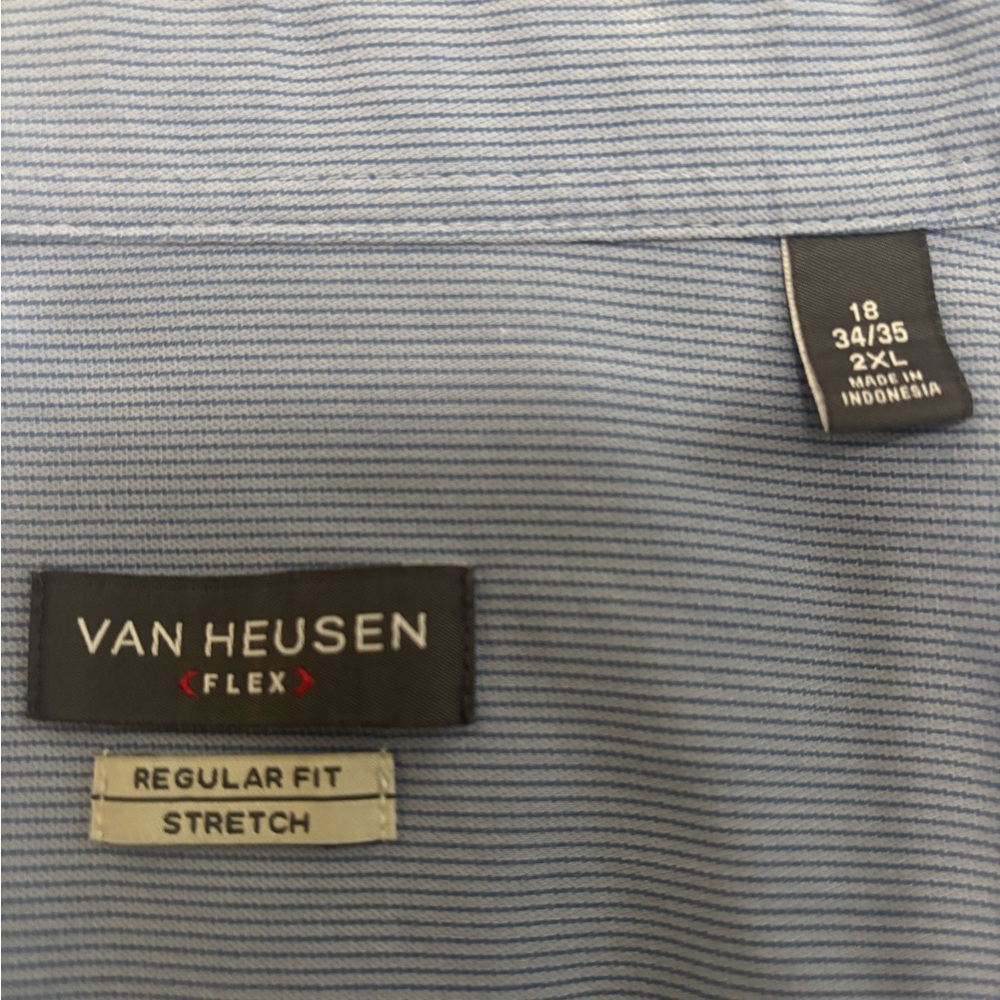 Van Heusen Blue Dress Shirt with Subtle Stripes